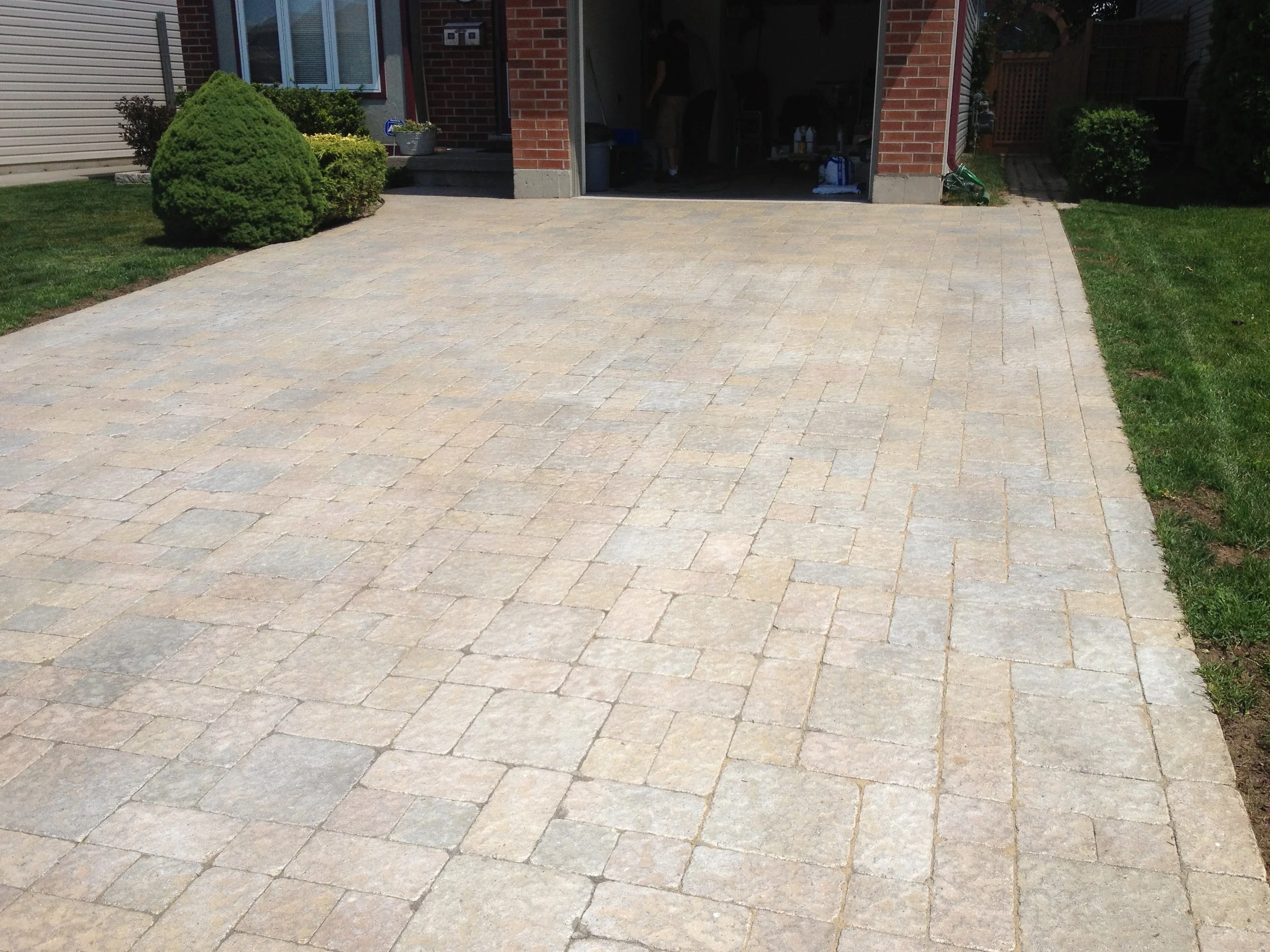 Interlock brick driveway after concrete sealing, Waterloo