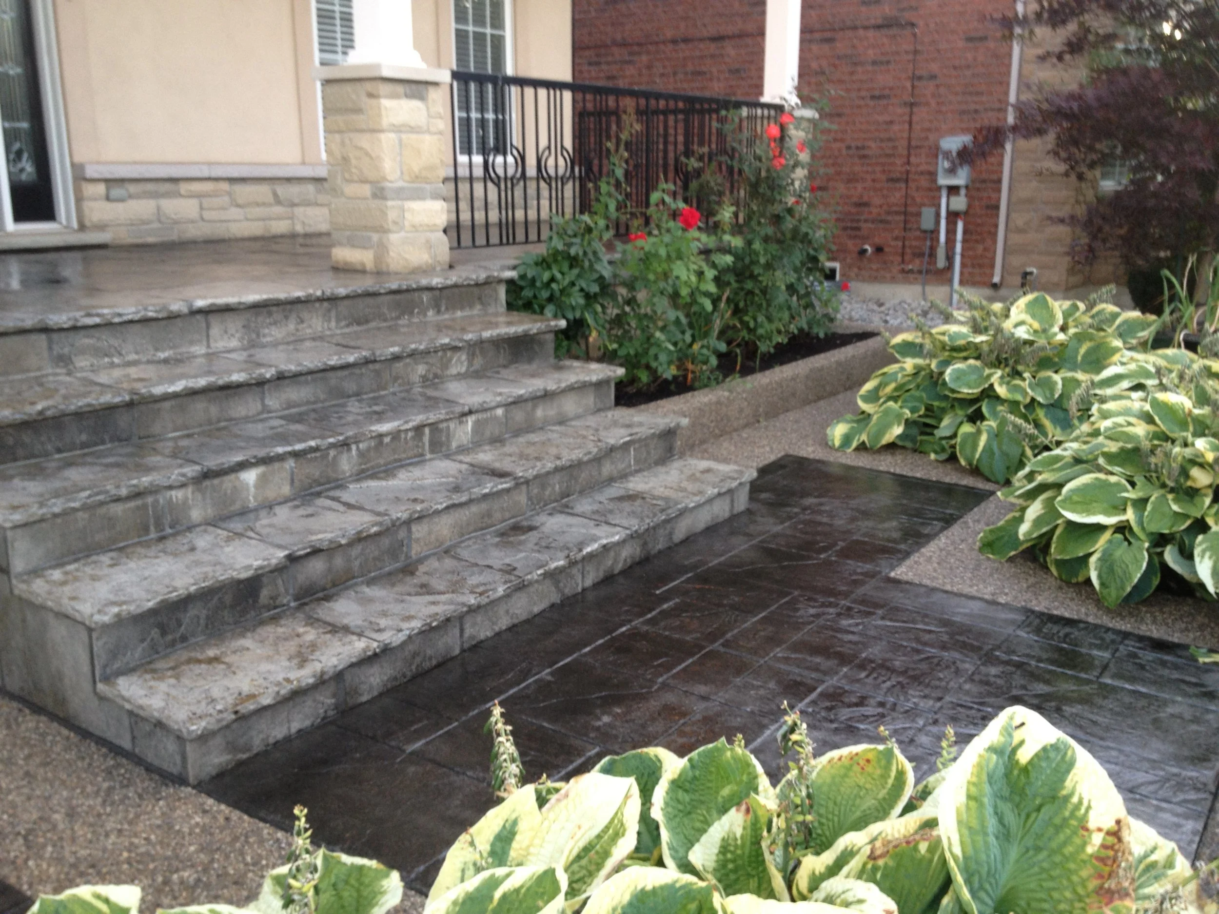 Stone porch steps after concrete sealing, Waterloo